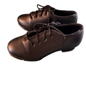 Girl's Black Lace Up Tap Shoes 2.5